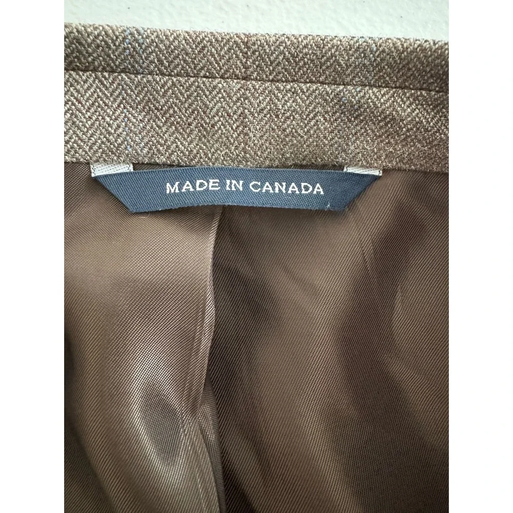 Ralph Lauren Mens Wool/Silk Light Brown/Blue Plaid Suit Jacket 52 Long NWT